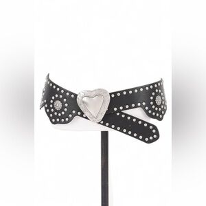 Vegan Leather Black & Silver Studded Western Corset Statement Belt